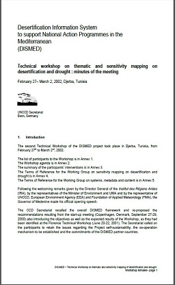 Technical workshop on thematic and sensitivity mapping on desertification and drought: minutes of the meeting February 27– March 2, 2002, Djerba, Tunisia